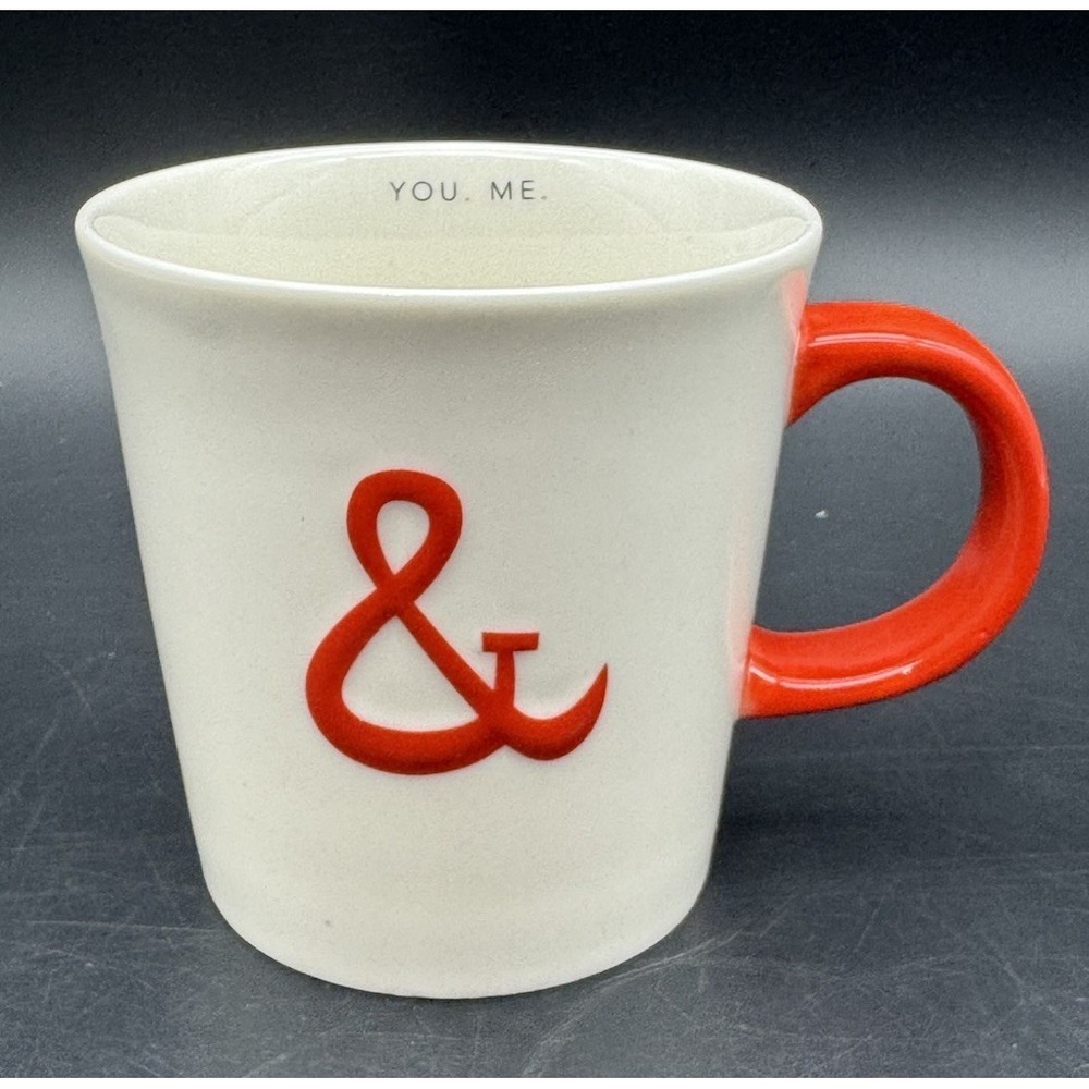 Starbucks Coffee Mug 2013 Ampersand You & Me 12 oz Red Handle White Ceramic